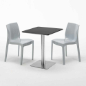Vierkante tafel 60x60 cm Stalen onderstel en zwart top met 2 gekleurde stoelen Ice Pistachio Kosten