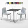 Vierkante tafel 60x60 cm Stalen onderstel en zwart top met 2 gekleurde stoelen Ice Pistachio Korting