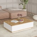 Lage witte en houten salontafel met 2 deuren 90x60 cm Tynne Aanbieding
