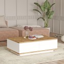 Lage witte en houten salontafel met 2 deuren 90x60 cm Tynne Aanbod
