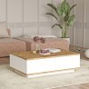 Lage witte en houten salontafel met 2 deuren 90x60 cm Tynne Aanbod