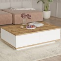 Lage witte en houten salontafel met 2 deuren 90x60 cm Tynne Korting