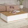 Lage witte en houten salontafel met 2 deuren 90x60 cm Tynne Korting