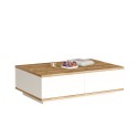 Lage witte en houten salontafel met 2 deuren 90x60 cm Tynne Kortingen