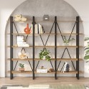 Moderne wandboekenkast van metaal en houten planken 220x34x180 cm Batuan Aanbod