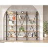 Moderne wandboekenkast van metaal en houten planken 220x34x180 cm Batuan Kortingen