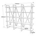 Moderne wandboekenkast van metaal en houten planken 220x34x180 cm Batuan Voorraad