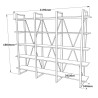Moderne wandboekenkast van metaal en houten planken 220x34x180 cm Batuan Voorraad