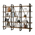Moderne wandboekenkast van metaal en houten planken 220x34x180 cm Batuan Verkoop