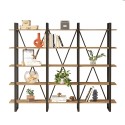 Moderne wandboekenkast van metaal en houten planken 220x34x180 cm Batuan Korting