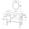 Mobiele make-up tafel met spiegel en 3 lades in wit marmer met gouden poten Helier Voorraad