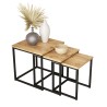 Set van 3 salontafels in industriële stijl van hout en zwart metaal Leron Verkoop