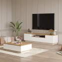 Modern design meubelset met TV kast en salontafel in wit met eikenhout Award Aanbieding