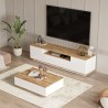 Modern design meubelset met TV kast en salontafel in wit met eikenhout Award Korting