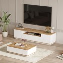 Modern design meubelset met TV kast en salontafel in wit met eikenhout Award Aanbod