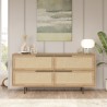 Dressoir in hout met 4 deuren met rotaneffect Dhunnan Aanbod