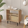 Houten kast 60x26x60 cm met 2 open vakken en een deur met rotaneffect Opoli Aanbod