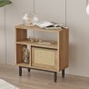 Houten kast 60x26x60 cm met 2 open vakken en een deur met rotaneffect Opoli Kortingen
