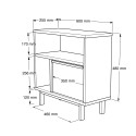 Houten kast 60x26x60 cm met 2 open vakken en een deur met rotaneffect Opoli Keuze