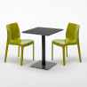 Vierkante salontafel zwart 60x60 cm en 2 gekleurde stoelen Ice Licorice Afmetingen