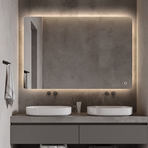 Moderne badkamerspiegel met LED-achtergrondverlichting 75x100cm Strokkur XL Aanbieding