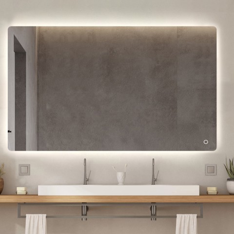 Badkamerspiegel 130x80cm retroverlicht design led lichten Strokkur XXL Aanbieding
