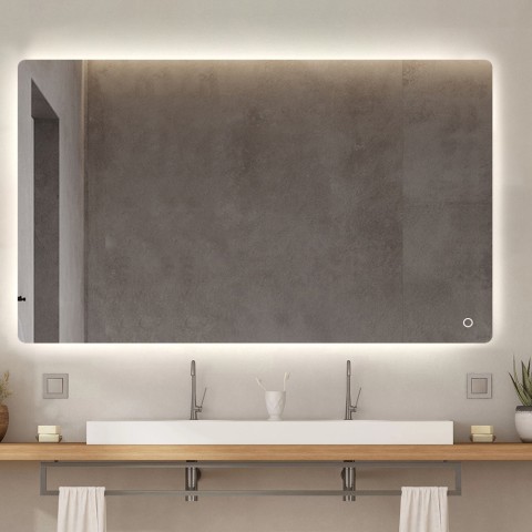Spiegel badkamer 130x80cm design verlichtingspaneel led-lampen Strokkur XXL Aanbieding