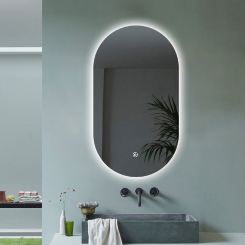 Badkamer spiegel moderne ovale 50x80cm verlichte led-lampen Konughs M Aanbieding