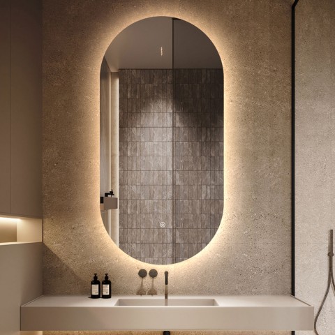 Ovale led badkamerspiegel 50x100cm achtergrondverlicht design Konughs L Aanbieding