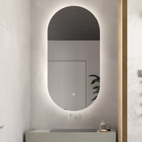 Ovale spiegel badkamer met achtergrondverlichting led 60x100cm modern Konughs XL Aanbieding
