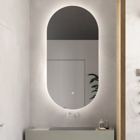 Ovale verlichte badkamerspiegel met led 60x100cm moderno Konughs XL Aanbieding