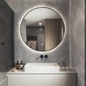 Ronde badkamerspiegel 70cm met LED-verlichting en zwart frame Laugarv L Aanbod