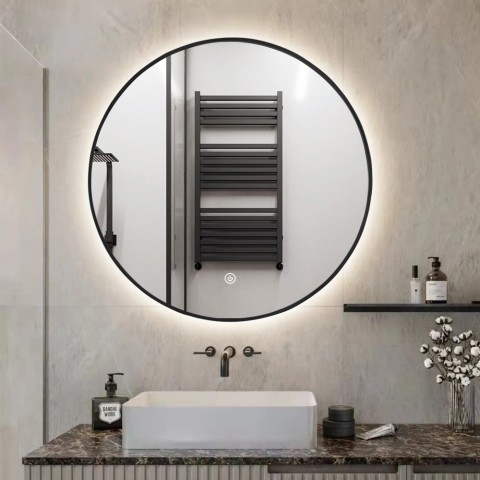 Specchio da bagno led rotondo 80cm cornice retroilluminato Laugarv XLSpiegel met LED-verlichting rond 80cm verlichte rand Laug A