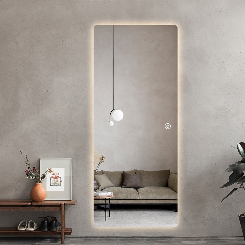 Rechthoekige wandspiegel met LED-verlichting 70x170 cm Opperishola Aanbieding