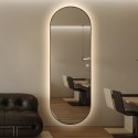 Ovale wandspiegel voor woonkamer 65x170cm verlichte rand Reyk Aanbod