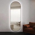 Ovale wandspiegel voor woonkamer 65x170cm verlichte rand Reyk Voorraad