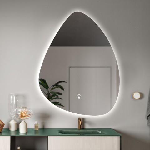 Specchio bagno retroilluminato led design a goccia 70x90cm Vmidur XLSpeciale Badkamerspiegel met LED-achtergrondverlichting in A