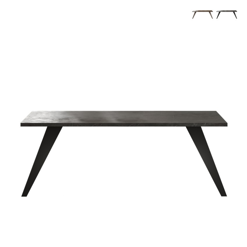 Moderne houten eettafel 210x90cm voor keuken met ijzeren poten Anuk Aanbieding Moderne houten eettafel 210x90cm voor keuken met ijzeren poten Anuk Aanbieding