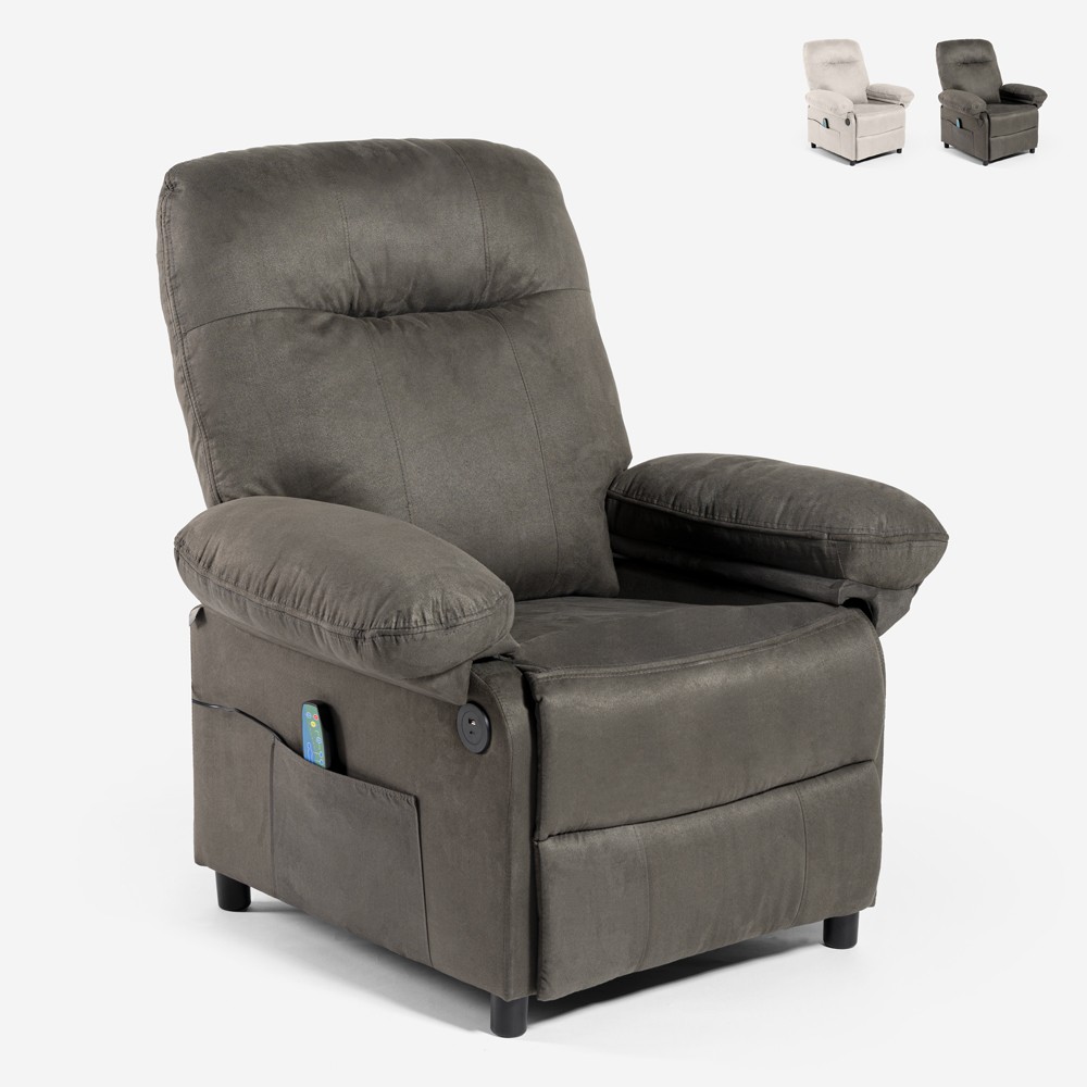 Verstelbare relaxfauteuil met massagefunctie, USB en voetensteun Noemi