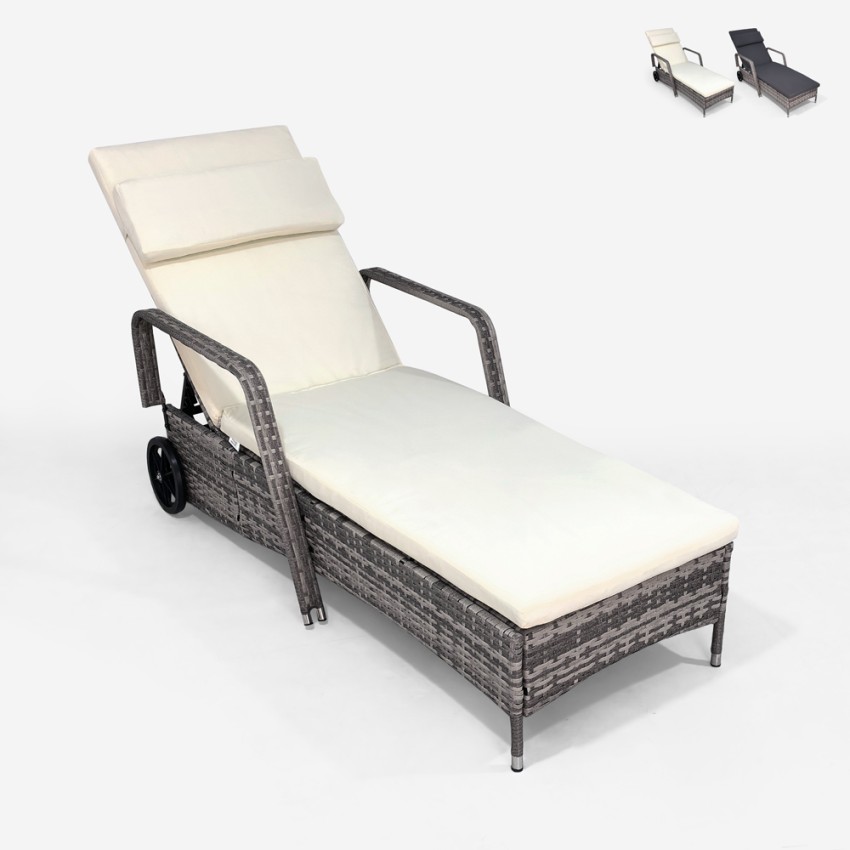 Rotan ligstoel met wielen en armleuningen Kanani Aanbieding Rotan ligstoel met wielen en armleuningen Kanani Aanbieding