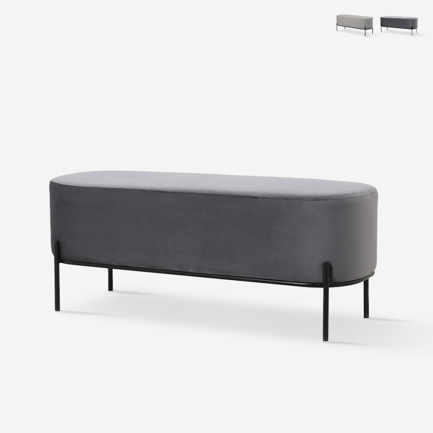 Design poef in grijze fluwelen stof Monet Aanbieding Design poef in grijze fluwelen stof Monet Aanbieding