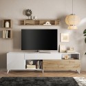 Moderne witte houten TV-meubel Clere met lade en 2 deuren 241x42x67cm Model