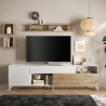Moderne witte houten TV-meubel Clere met lade en 2 deuren 241x42x67cm Model