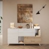 Witte houten dressoir voor keuken en woonkamer, 2 deuren, 2 laden, 181x42x94cm Kamie 