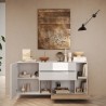 Witte houten dressoir voor keuken en woonkamer, 2 deuren, 2 laden, 181x42x94cm Kamie 