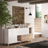 Witte houten dressoir voor keuken en woonkamer, 2 deuren, 2 laden, 181x42x94cm Kamie Kortingen