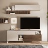 Moderne witte houten TV-meubel met lade en 2 deuren 181x42x67cm Edwin 