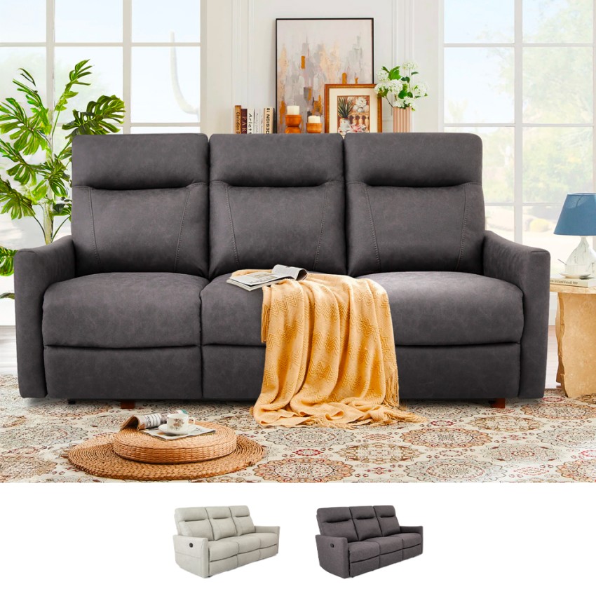 3-zits verstelbaar modern grijs kunstleren bankstel met relaxfunctie Kiros Aanbieding 3-zits verstelbaar modern grijs kunstleren bankstel met relaxfunctie Kiros Aanbieding