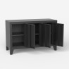 Zwart metalen dressoir TV-kast in industriële stijl met 3 deuren Yasur Korting