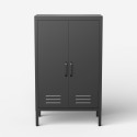 Zwart metalen kast met 2 deuren in industrieel design 65x36x105 cm Colima Aanbod
